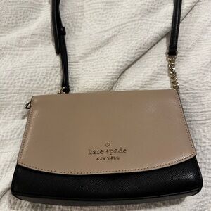 Kate Spade Taupe and Black Crossbody Bag